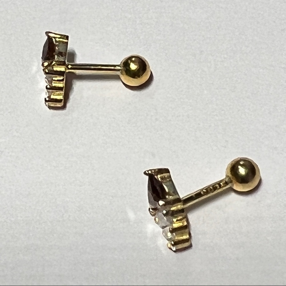 Stormy Reflection Gray Triangle Crystal Clear Baguettes Gold Pierced Earring 1pc - Picture 7 of 9
